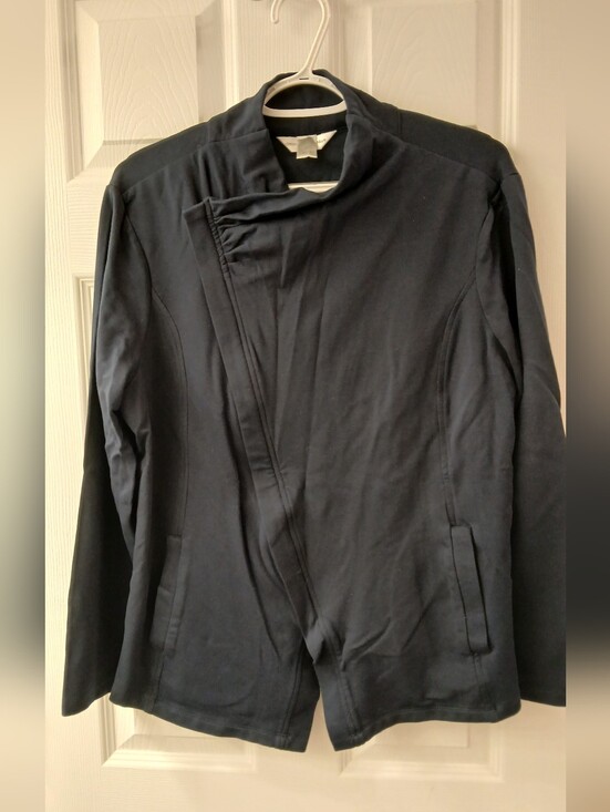 Christopher & Banks Jackets & Blazers - Christopher & Banks Asymmetrical Zip Jacket XL Dark Navy – Knit Utility Style